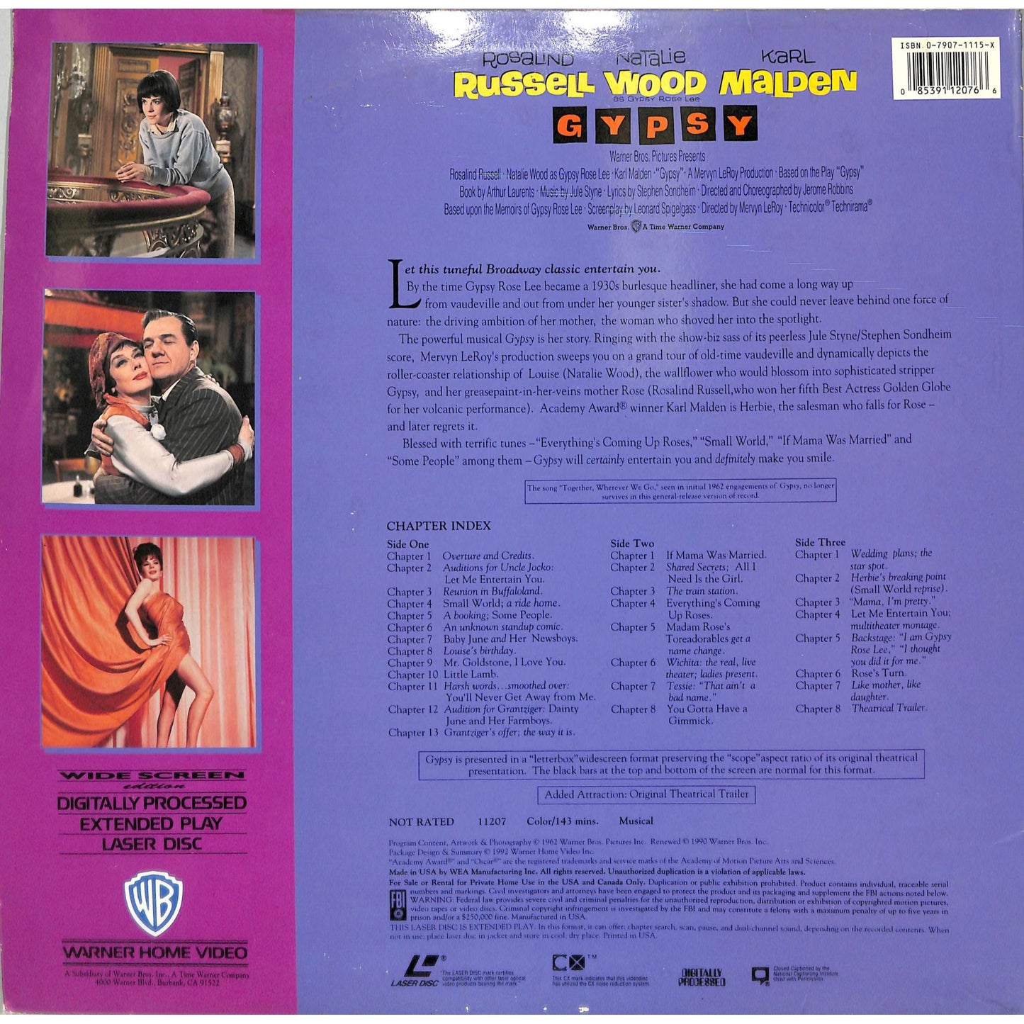 Gypsy (1962) Laserdisc Video
