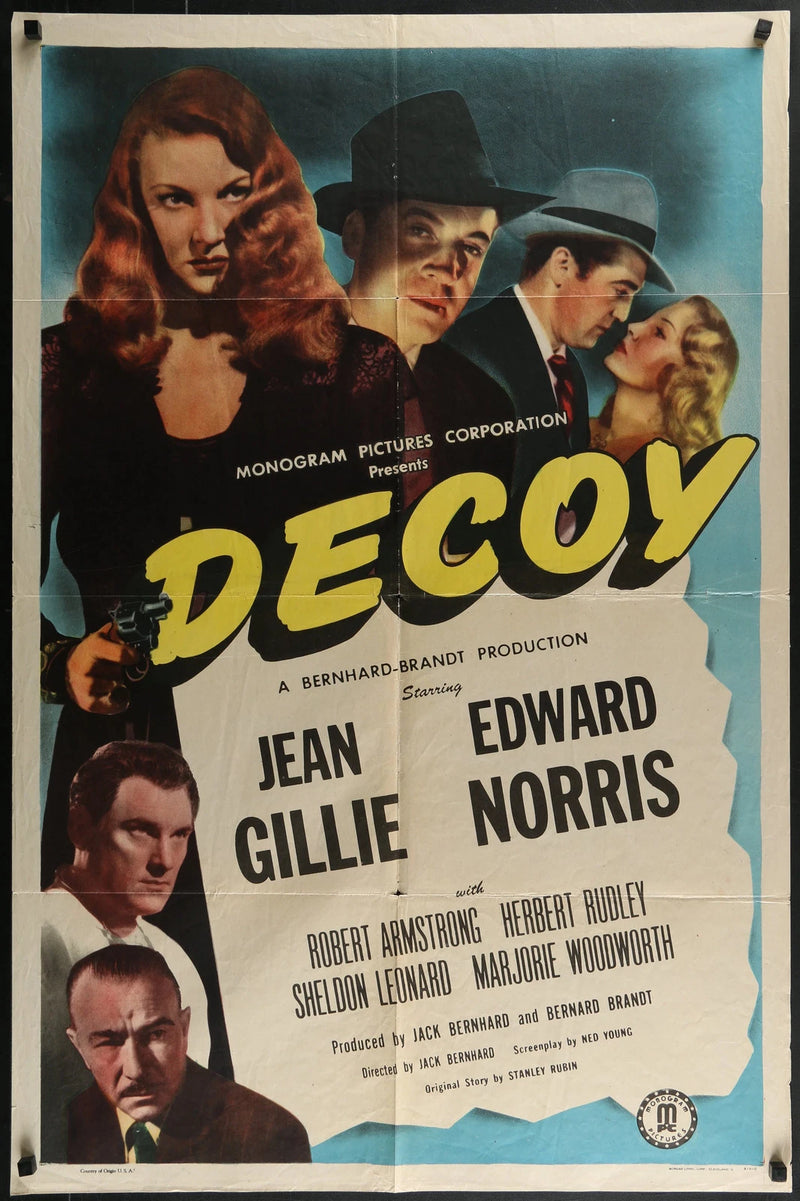 Decoy (1946) Original Film Noir One Sheet Poster 27x41 Jean Gillie