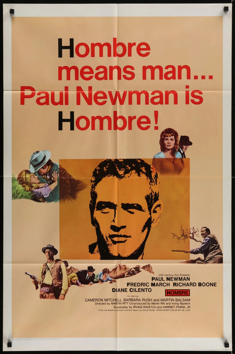 Hombre (1967) Original One Sheet Movie Poster Folded 27x41 Paul Newman Western
