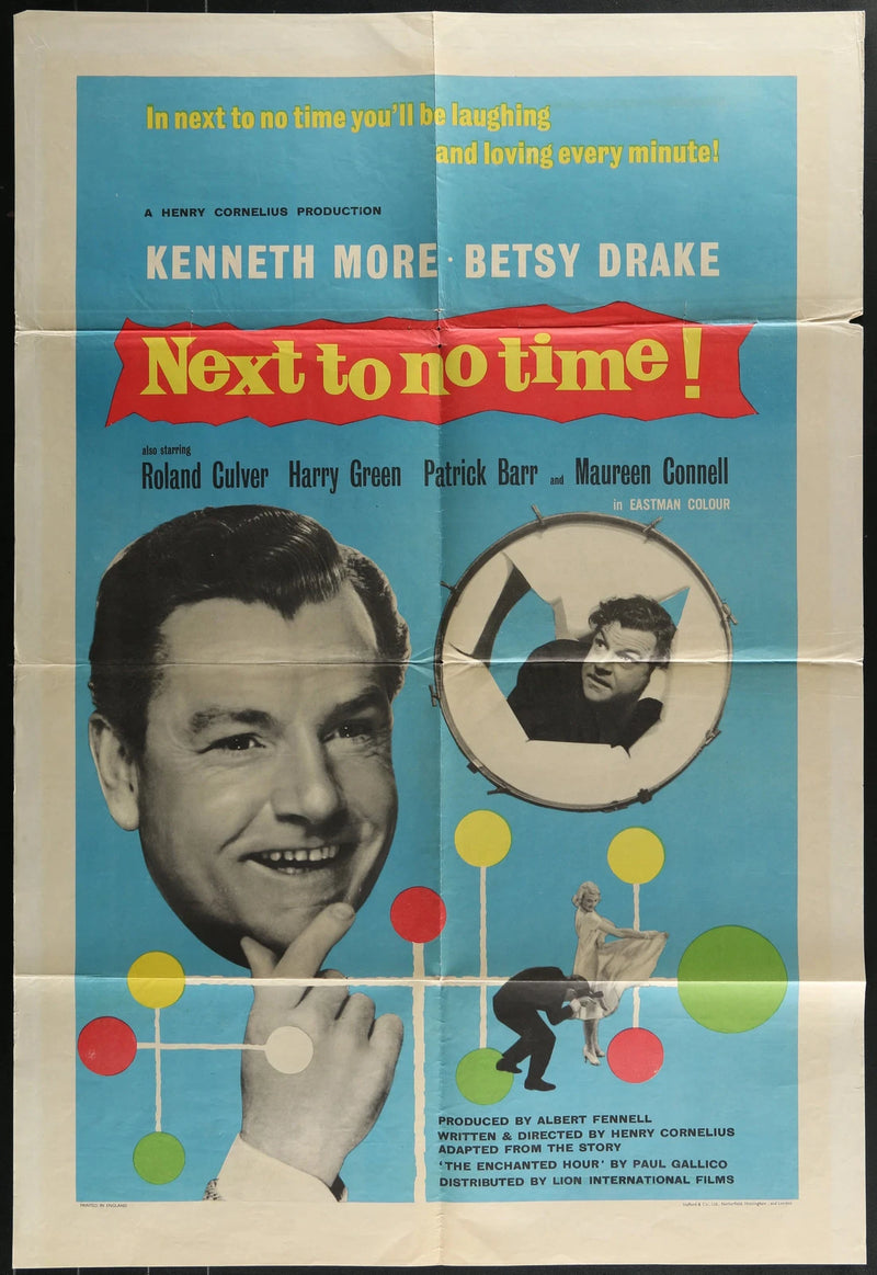 Next to No Time! (1958) Original British Movie Poster Folded 27x41 Kenneth More