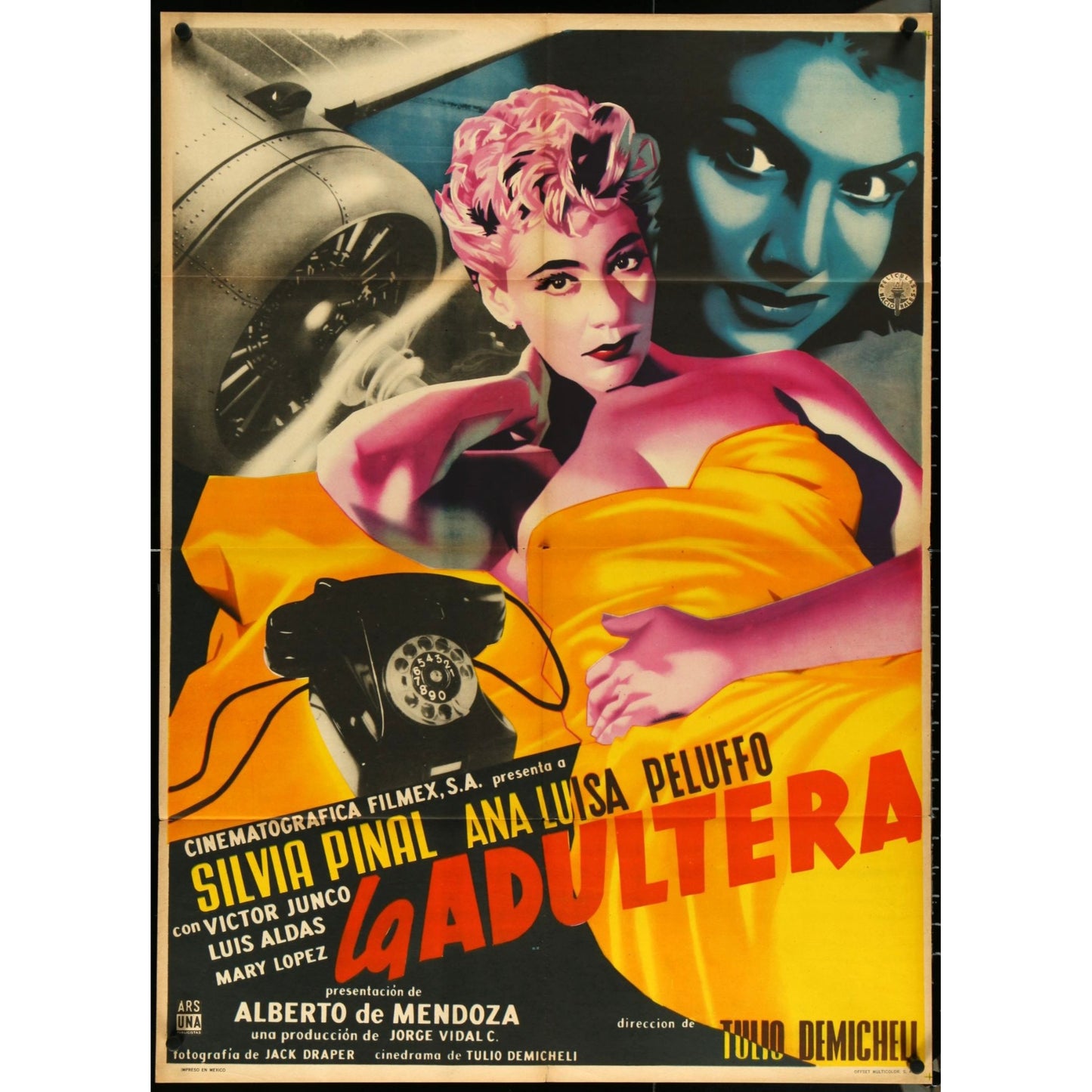 LA ADULTERA (1956) An Original Folded Mexican Movie Poster 27" x 37 1/4"