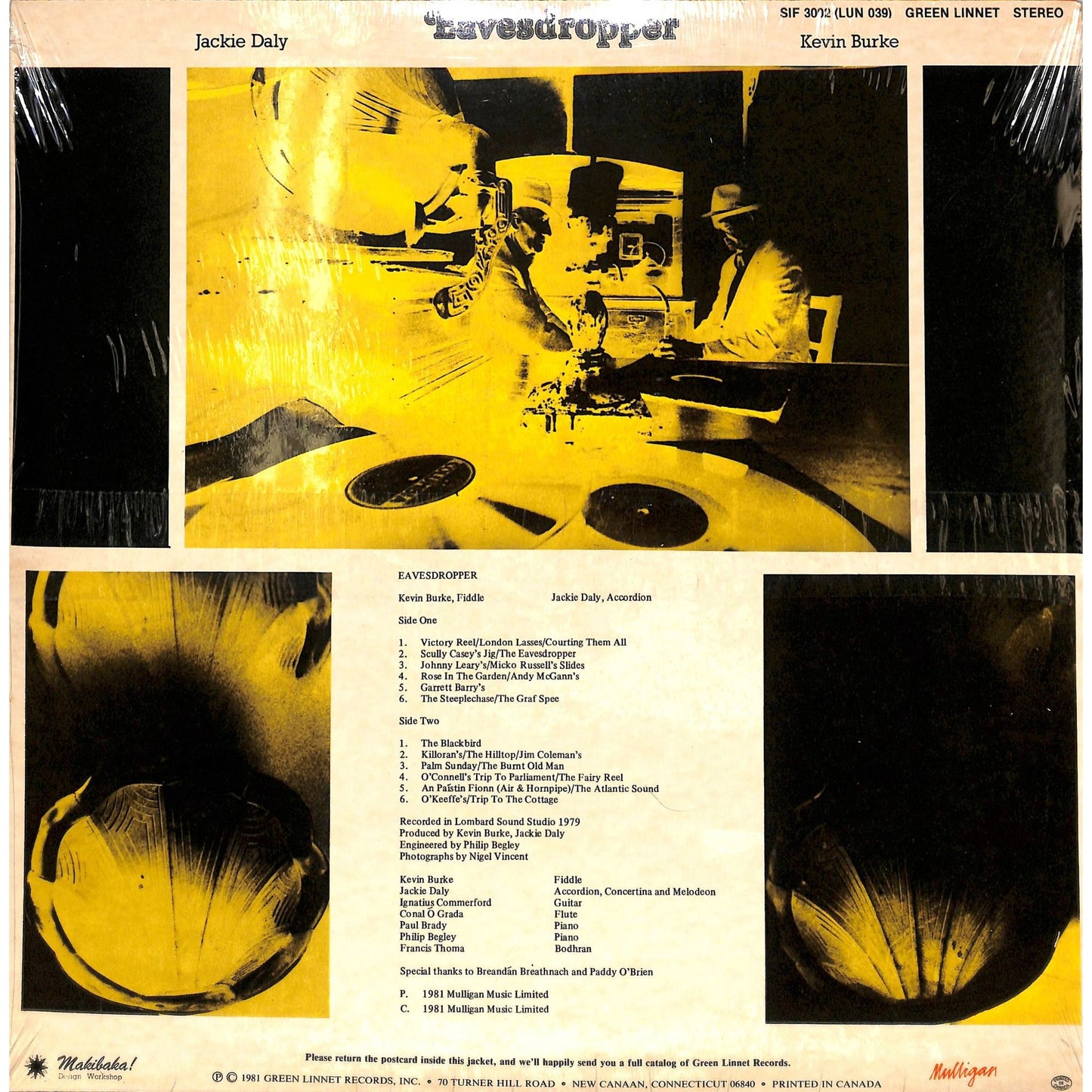 Kevin Burke & Jackie Daly - Eavesdropping Vinyl Record SIF 3002