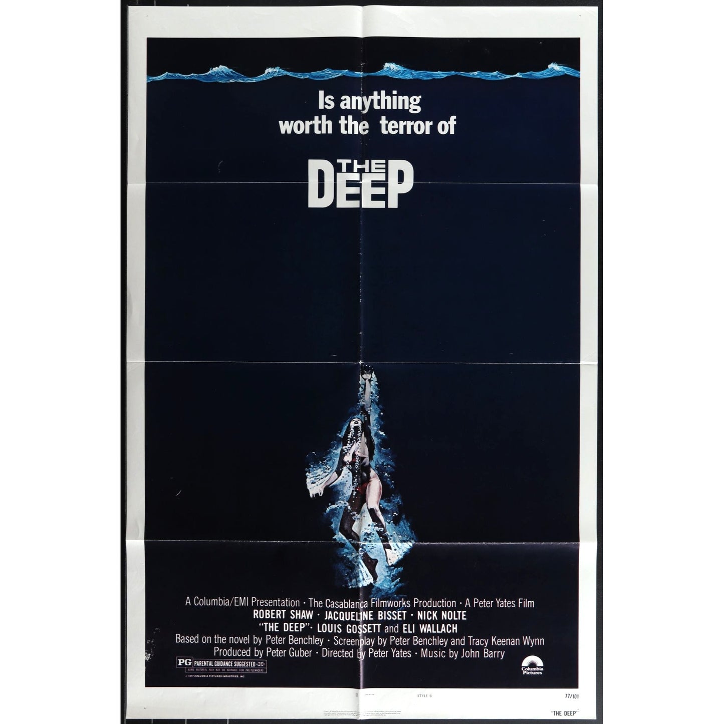 The Deep (1977) Original Movie Poster Folded 27x41 Nolte, Bisset EM4-136