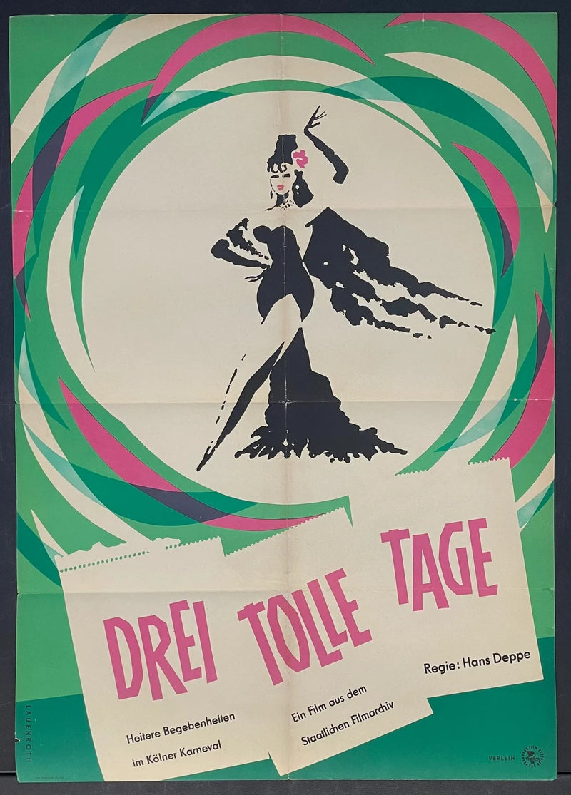 Drei Tolle Tage (1960) Original German Poster 22x32