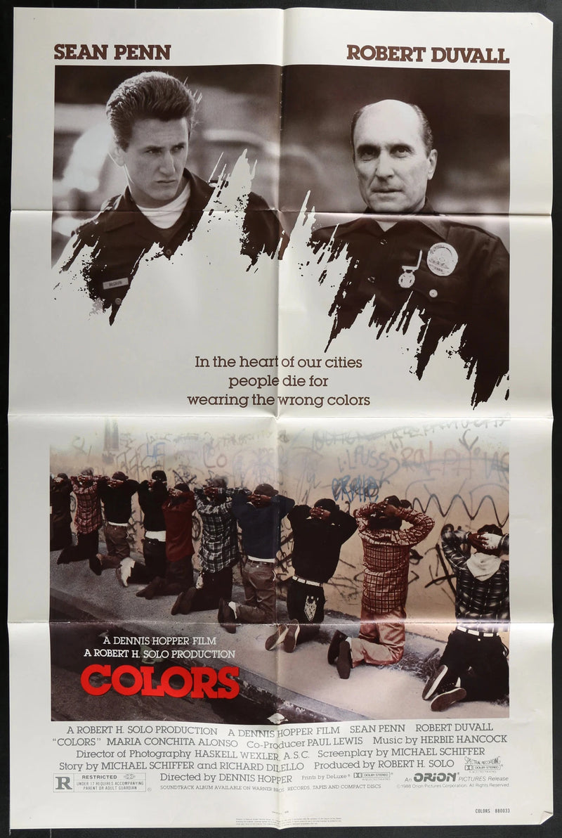 Colors 1988 Original Movie Poster 27x41 Sean Penn Robert Duvall Crime Drama