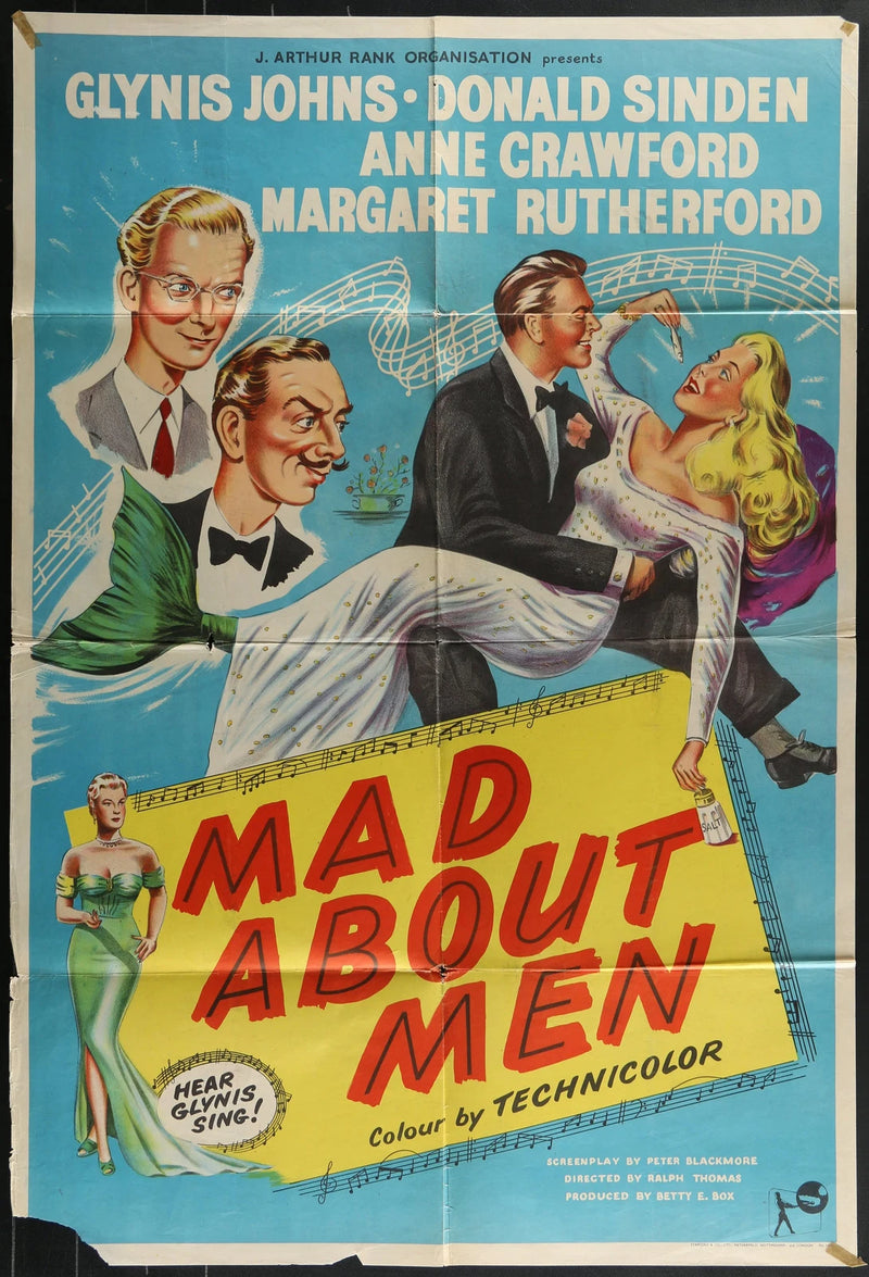 Mad About Men (1954) Original British Movie Poster Folded 27x40 Glynis Johns