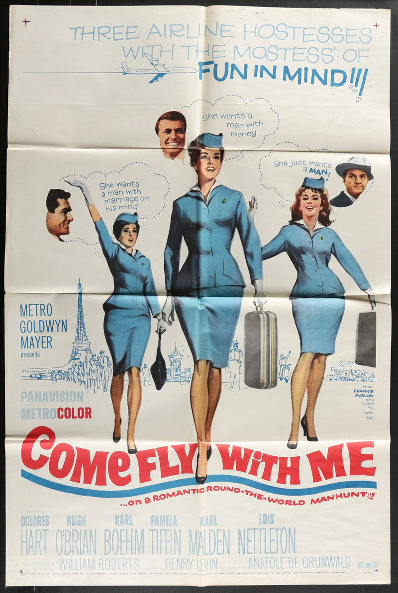 Come Fly With Me (1963) Original Movie Poster Folded 27x41