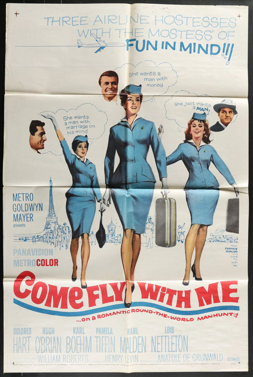 Come Fly With Me (1963) Original Movie Poster Folded 27x41