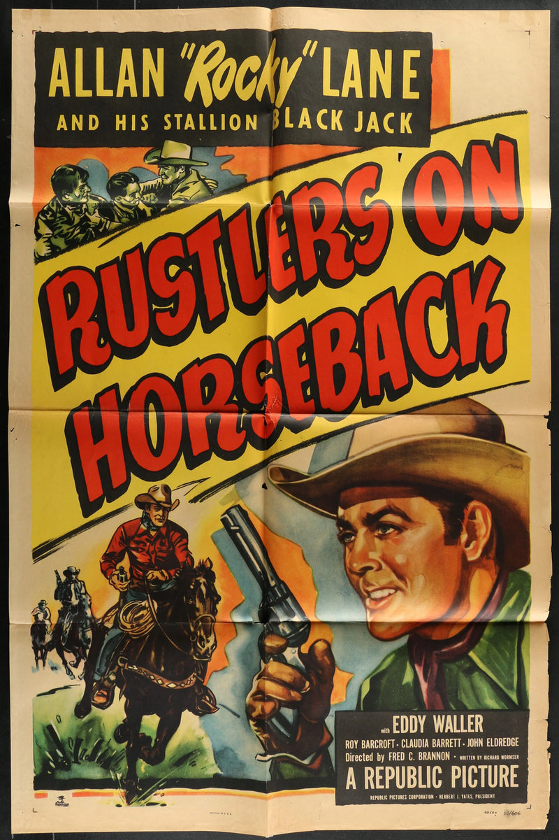 Rustlers on Horseback (1941) Original Western Movie Poster Folded 27x41