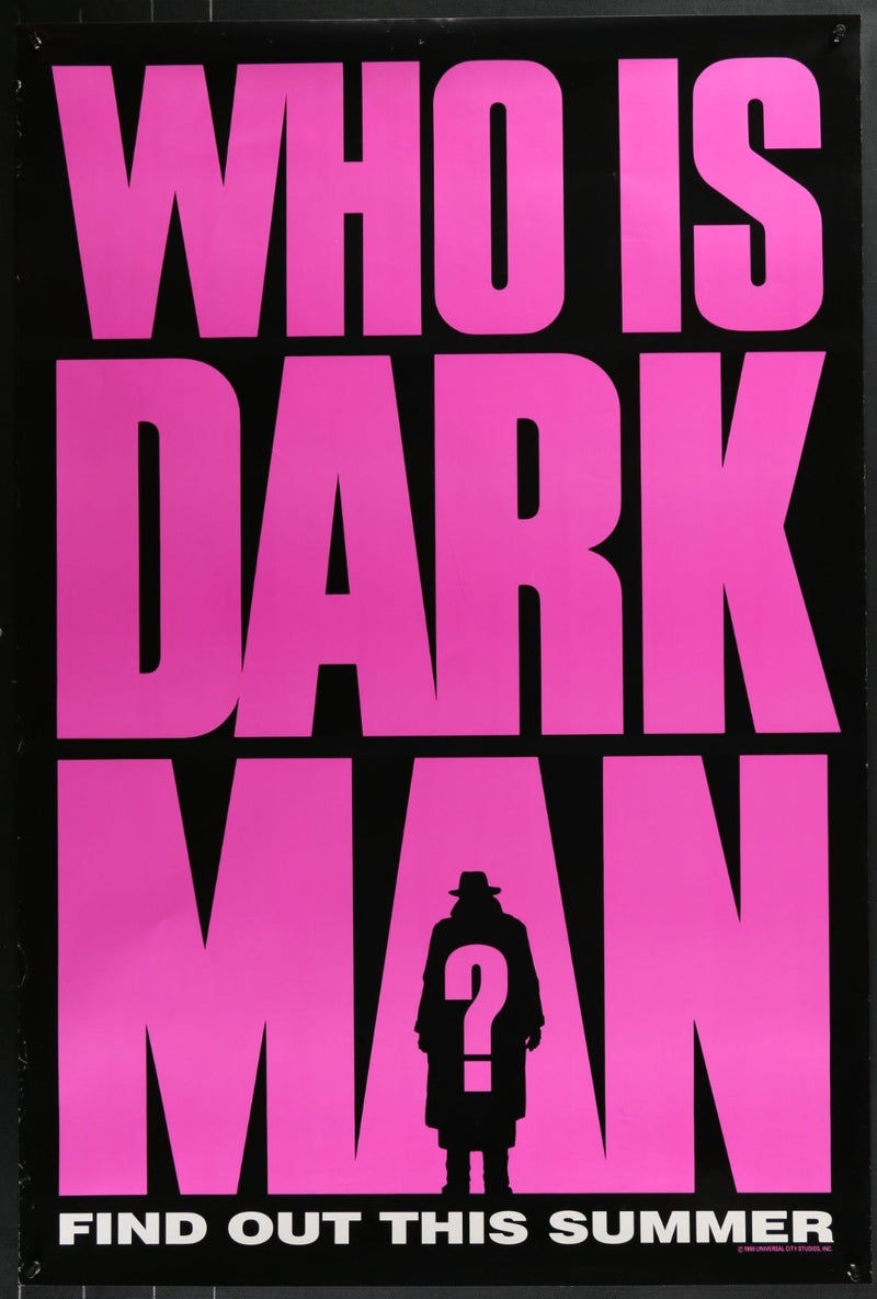 Who Is Dark Man? (1990) Original DS Movie Poster Pink Rolled 27x40