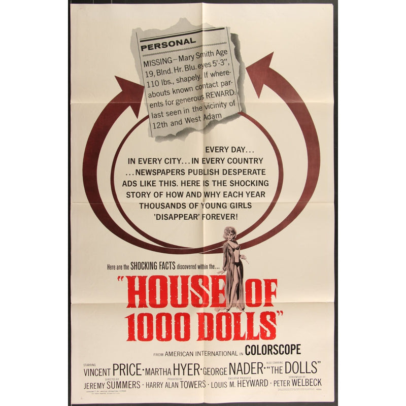 House of 1,000 Dolls (1967) original Movie Poster 27x41