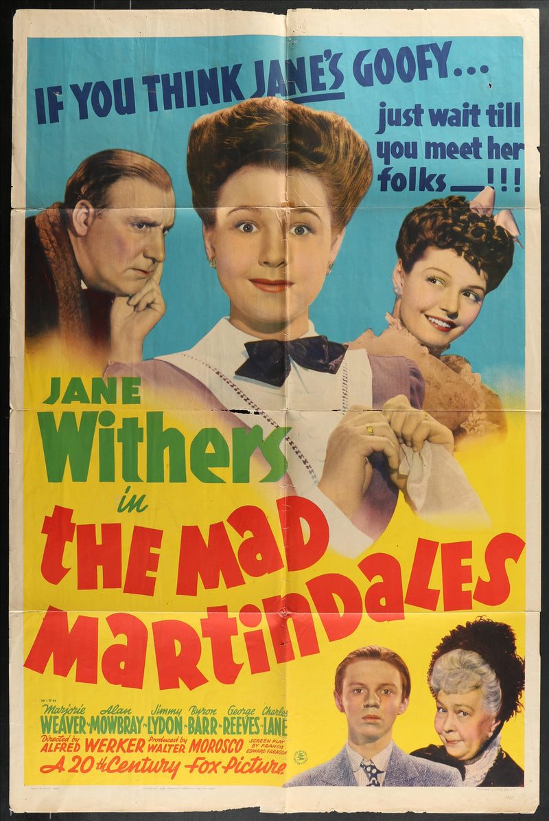 The Mad Martindales (1942) Original Movie Poster Folded 27x41