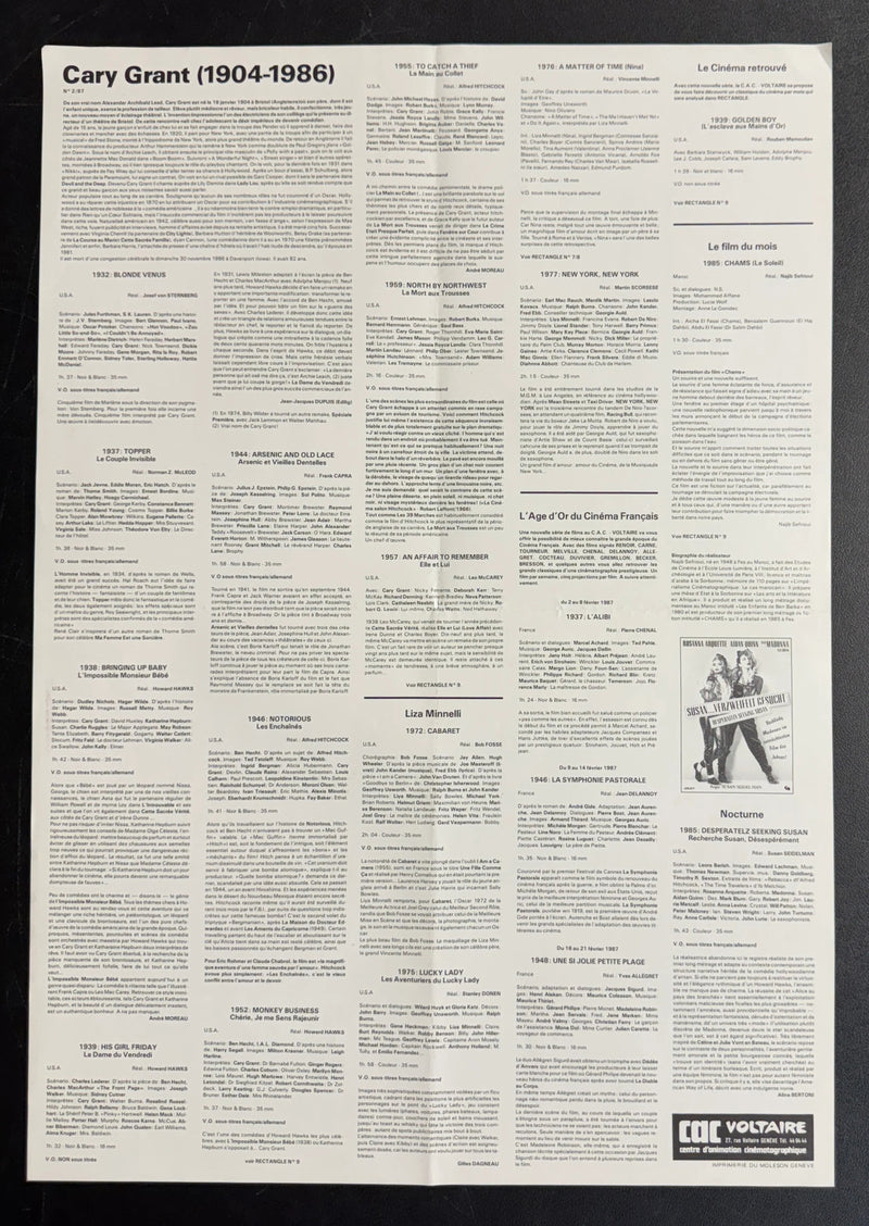 Cary Grant (1987) CAC Voltaire Poster 15.75x22.75