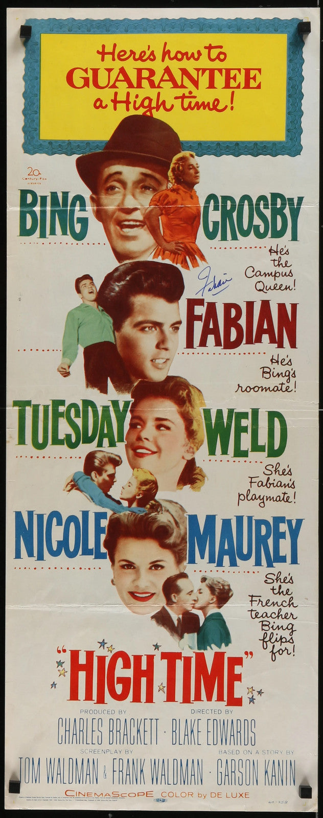 High Time (1960) Original Movie Poster Signed by Fabian Rolled 27x41