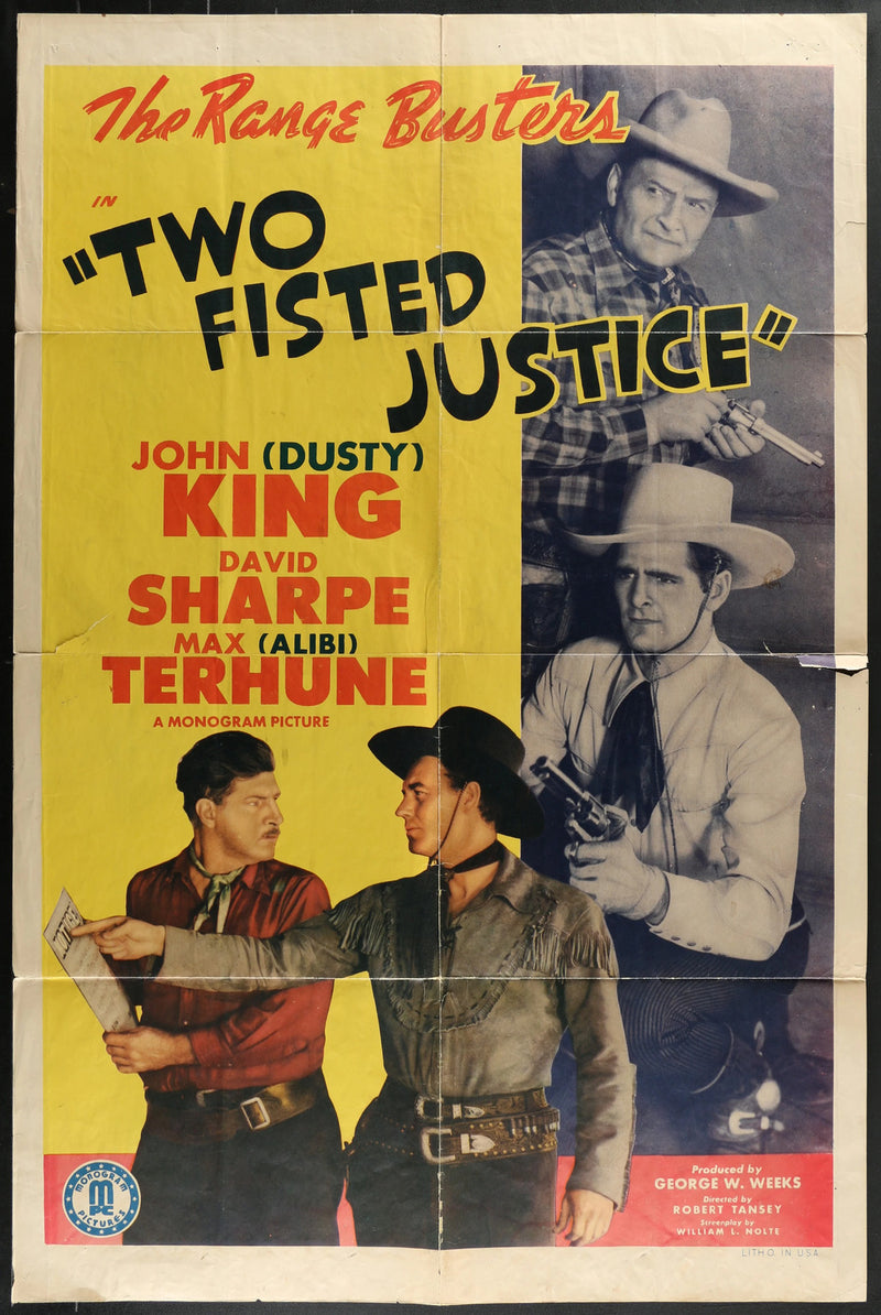 Two Fisted Justice (1943) Original Western Movie Poster Folded 27x41