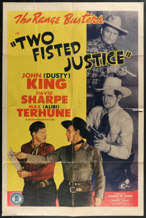 Two Fisted Justice (1943) Original Western Movie Poster Folded 27x41