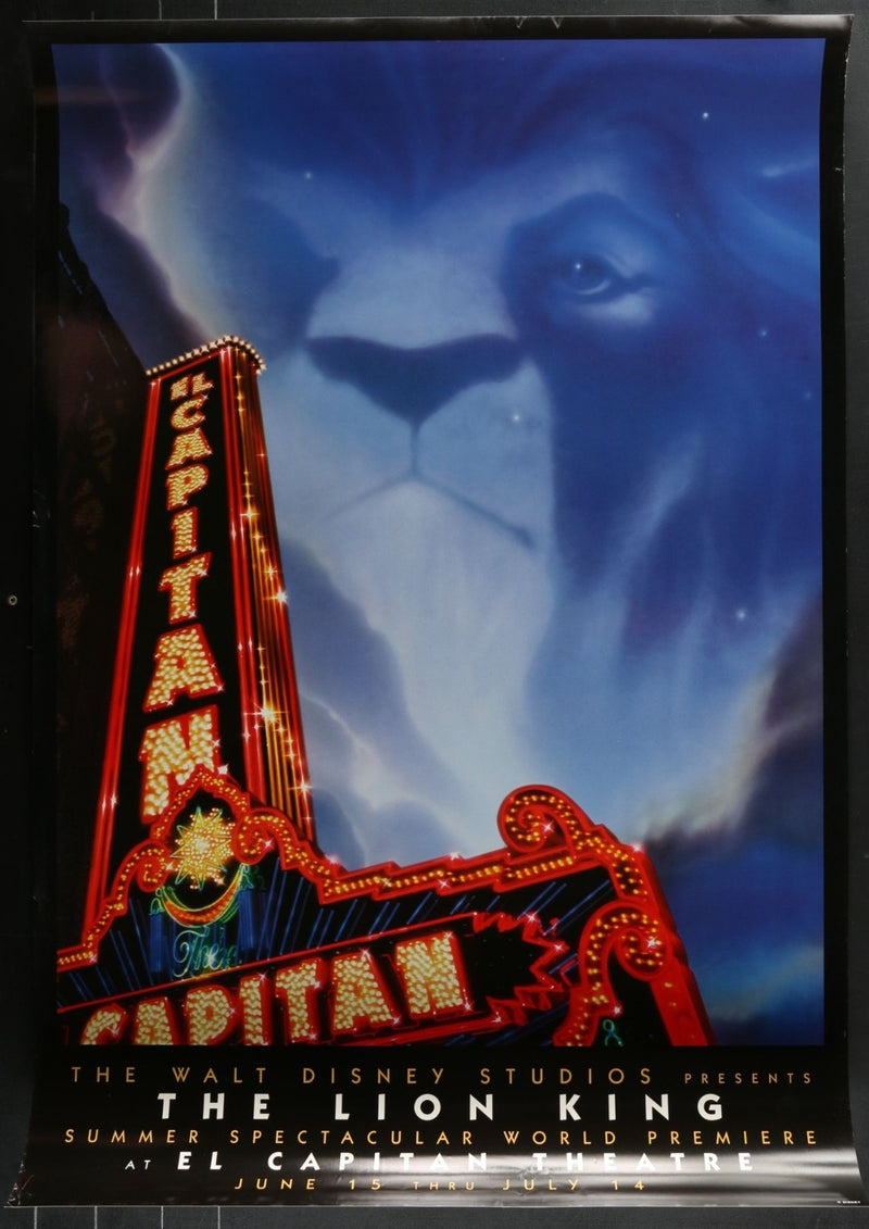 The Lion King (1994) Original Movie Poster El Capitan Theatre Rolled 27x40