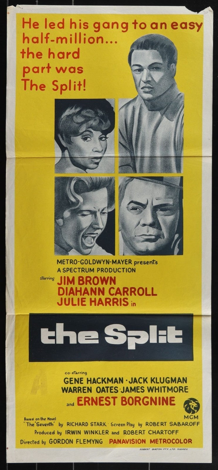 The Split (1968) Original Australian Daybill Movie Poster Folded 13x30