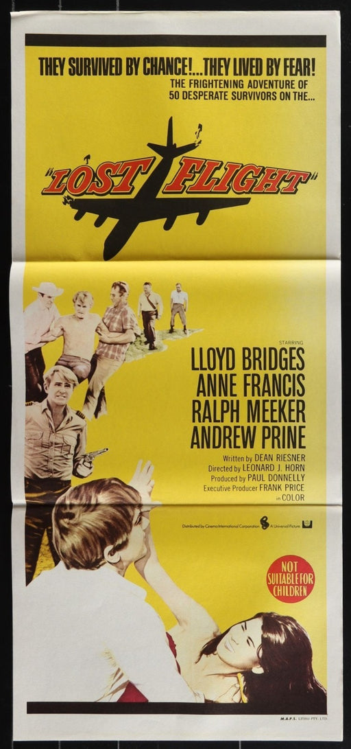 Lost Flight (1970) Original Australian Daybill Movie Poster Folded 13x30