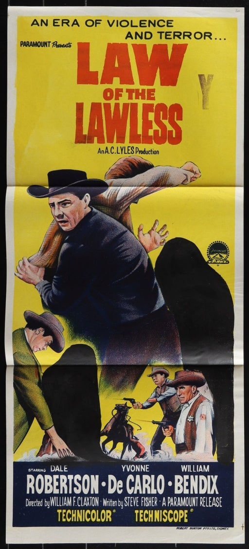 Law of the Lawless (1964) Original Australian Daybill Movie Poster Folded 13x30