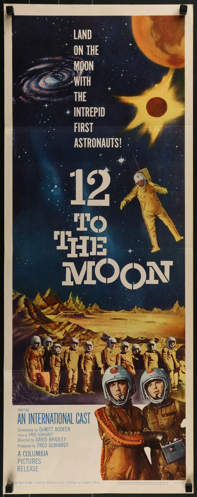 12 to the Moon (1960) Original Movie Poster Folded 14x36