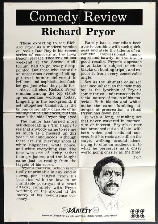 Richard Pryor: Live in Concert (1979) Original Movie Poster Folded 27x40