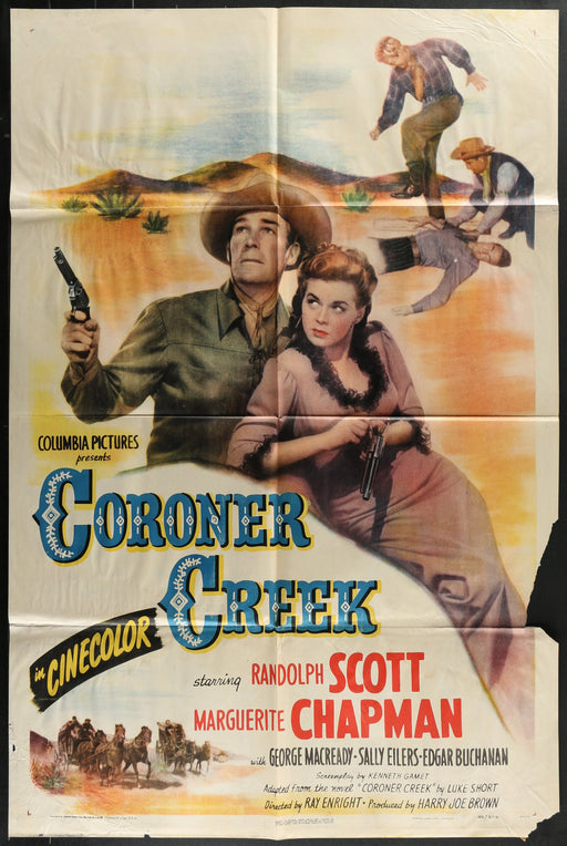 Coroner Creek (1948) Original Western Movie Poster Folded 27x41