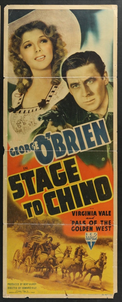 Stage to Chino (1940) Original Western Insert Movie Poster Folded 14x36