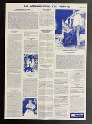 La Ménagerie de Verre (1988) CAC Voltaire French Poster Folded 15.75x22.75