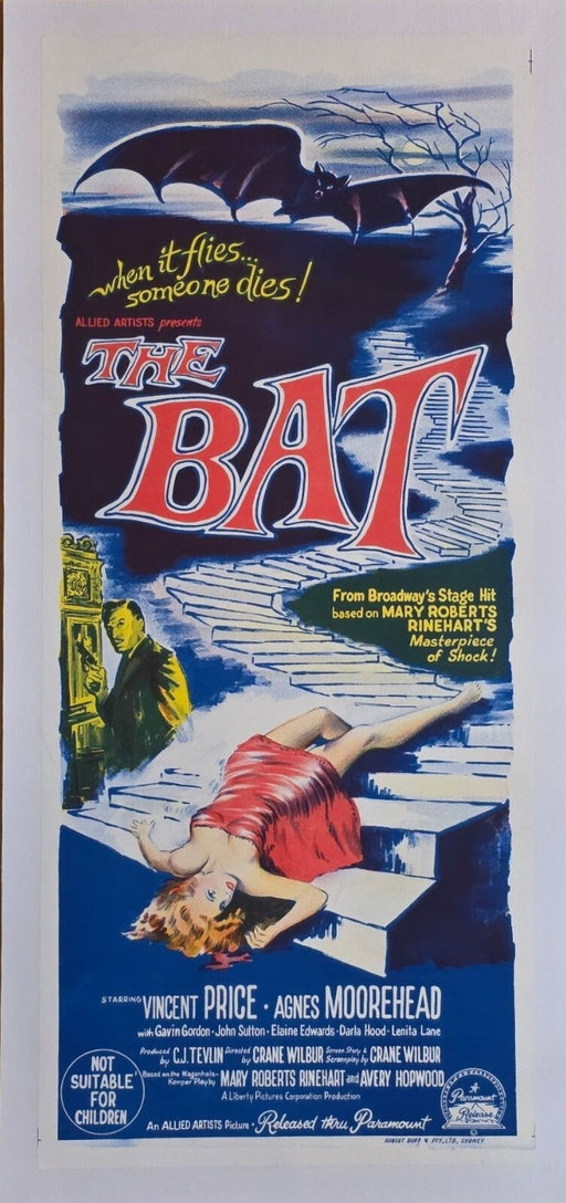 The Bat (1959) Linenbacked Original Australian Daybill Poster 13 1/4x30
