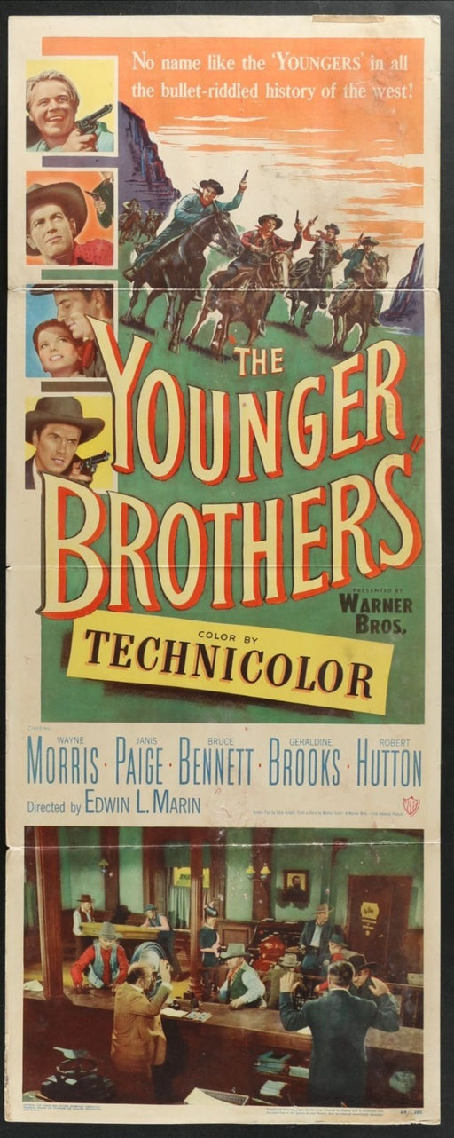 The Younger Brothers (1949) Original Western Insert Movie Poster Folded 14x36