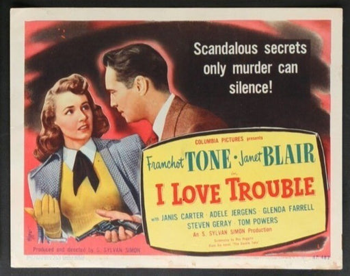 I Love Trouble (1948) Original Lobby Card Movie Poster 11x14