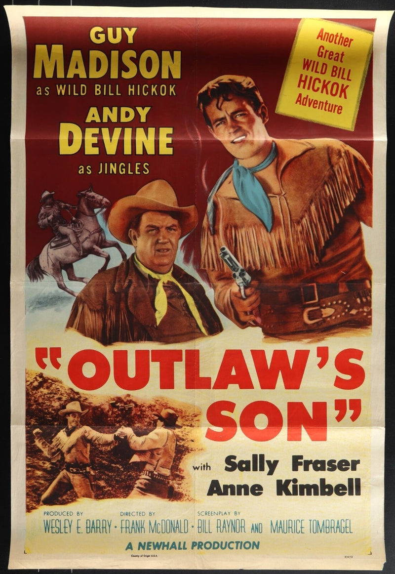 Outlaw's Son (1954) Original Movie Poster 27x41
