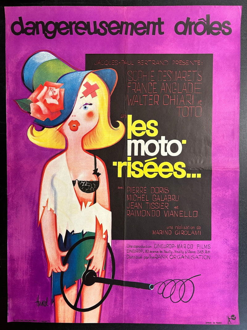 Les moto’risées… (1968) Original French Movie Poster Folded 27x39