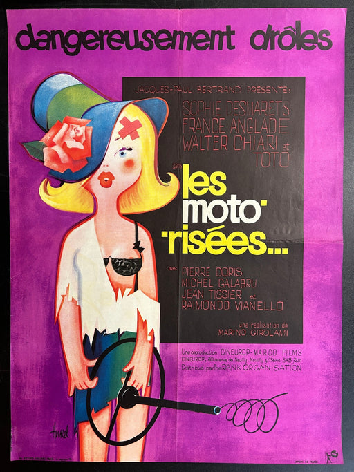 Les moto’risées… (1968) Original French Movie Poster Folded 27x39