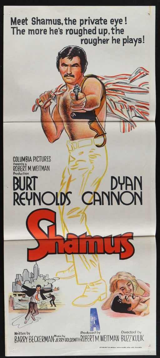 Shamus (1973) Original Australian Daybill Movie Poster Folded 13x30