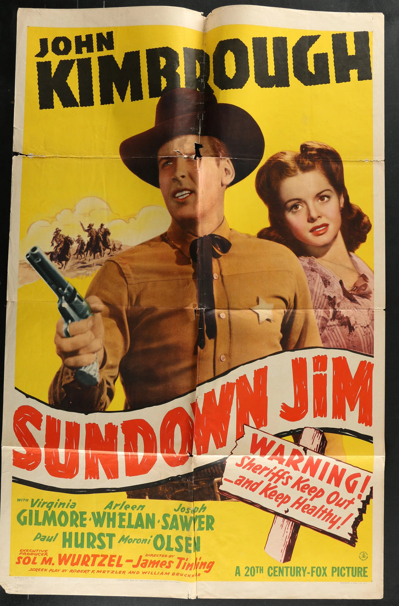 Sundown Jim (1942) Original Western Movie Poster Folded 27x41