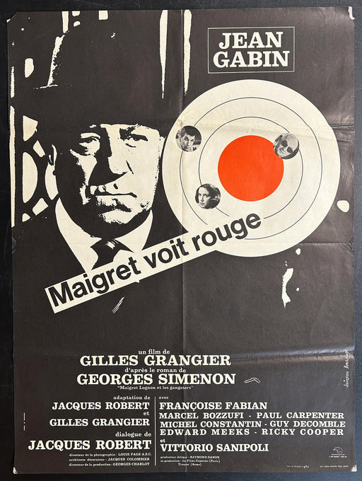 Maigret voit rouge (1963) Original French Movie Poster Folded 27x39
