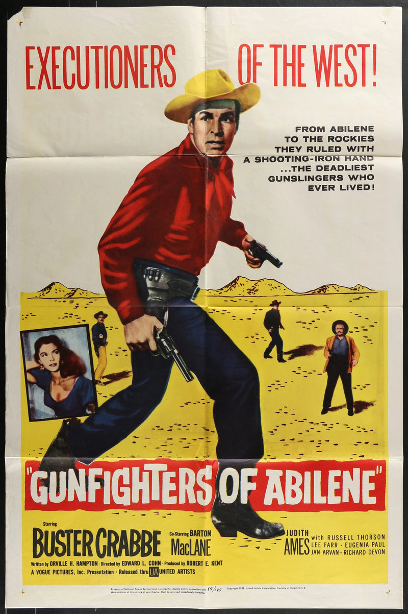 Gunfighters of Abilene (1960) Original Western Movie Poster Folded 27x41