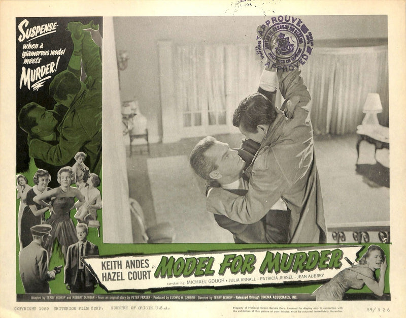 Model For Muder (1959) 8 Lobby Card Full Set 11X14