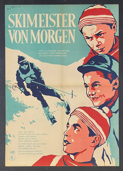 Skimeister von Morgen (1957) Original East German Ski Film Poster 16.5x23