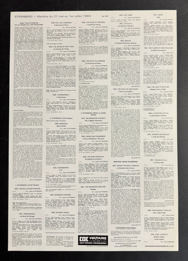 Marlene Sternberg (1984) CAC Voltaire French Poster 15.75x22.75