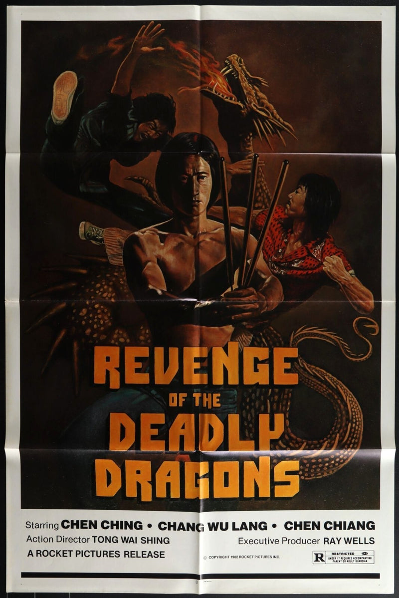 Revenge of the Deadly Dragon (1982) Original Movie Poster Folded 27x41EM8-446