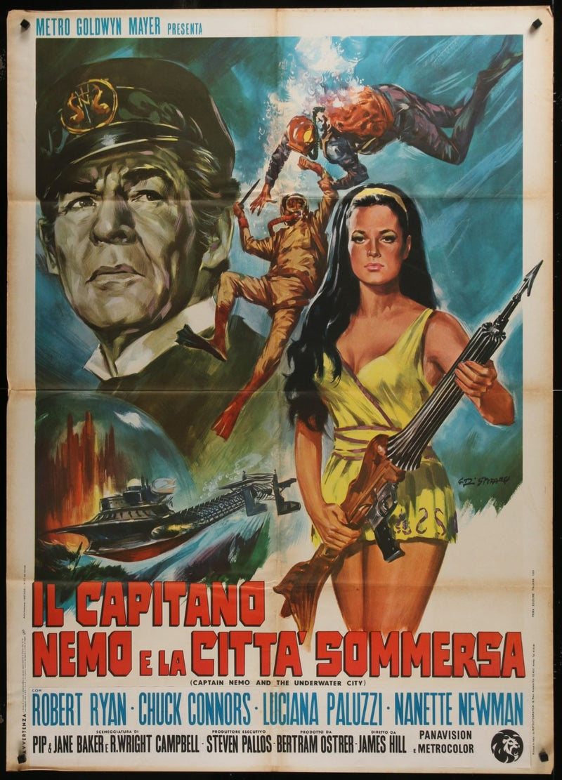 Captain Nemo and the Underwater City (1969) Orig. Italian 1P Movie Poster 39x55