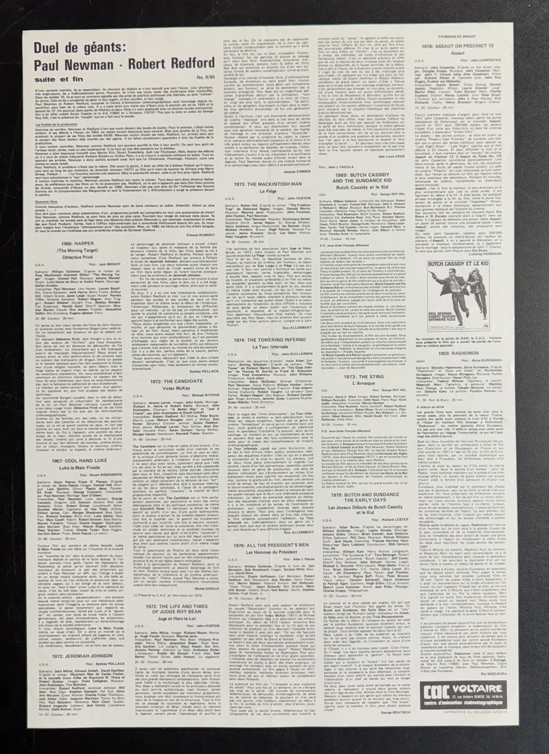 Newman + Redford (1985) CAC Voltaire Poster Folded 15.75x22.75