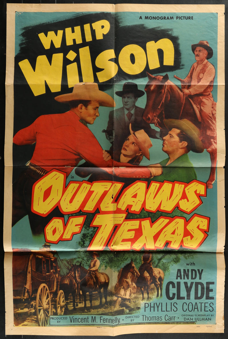 Outlaws of Texas (1950) Original Movie Poster Folded 27x41
