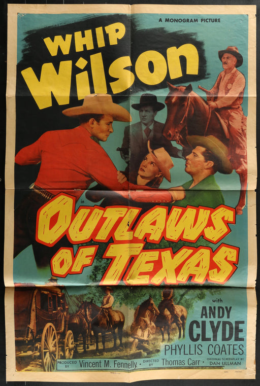 Outlaws of Texas (1950) Original Movie Poster Folded 27x41