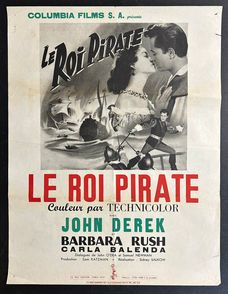 Le Roi Pirate (1953) Original French Movie Poster Folded 25x32