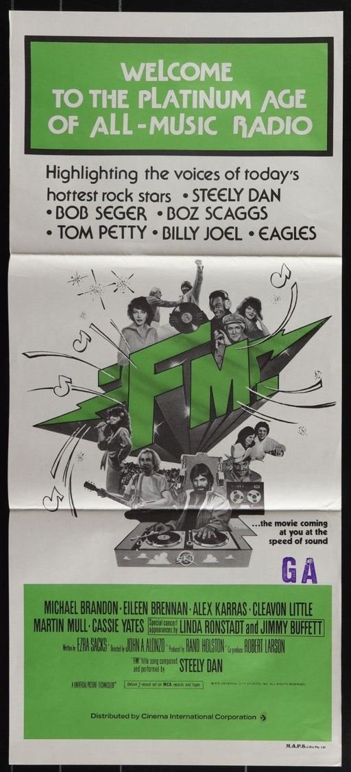 FM (1978) Original Australian Daybill Movie Poster Folded 13x30