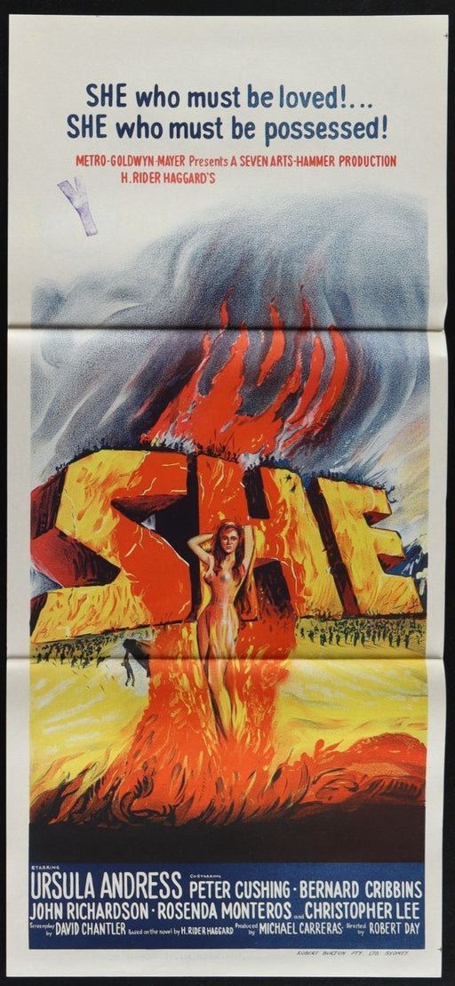 SHE (1965) Original Australian Daybill Movie Poster Folded 13x30